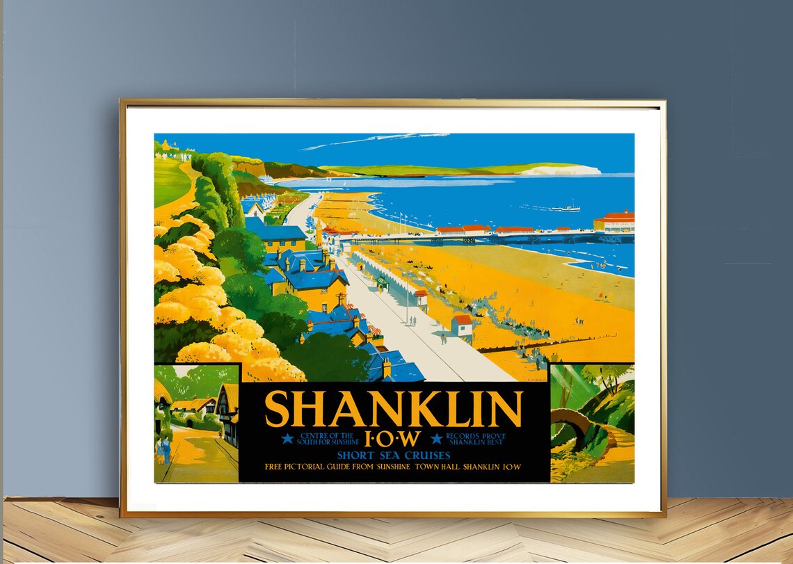 Shanklin Isle of Wight Short Sea Cruises Vintage Travel Poster