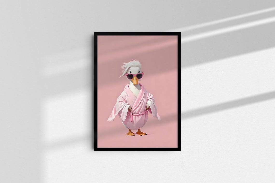 Sassy Duck in Pink Bathrobe and Sunglasses Trendy Girly Poster - Image 4