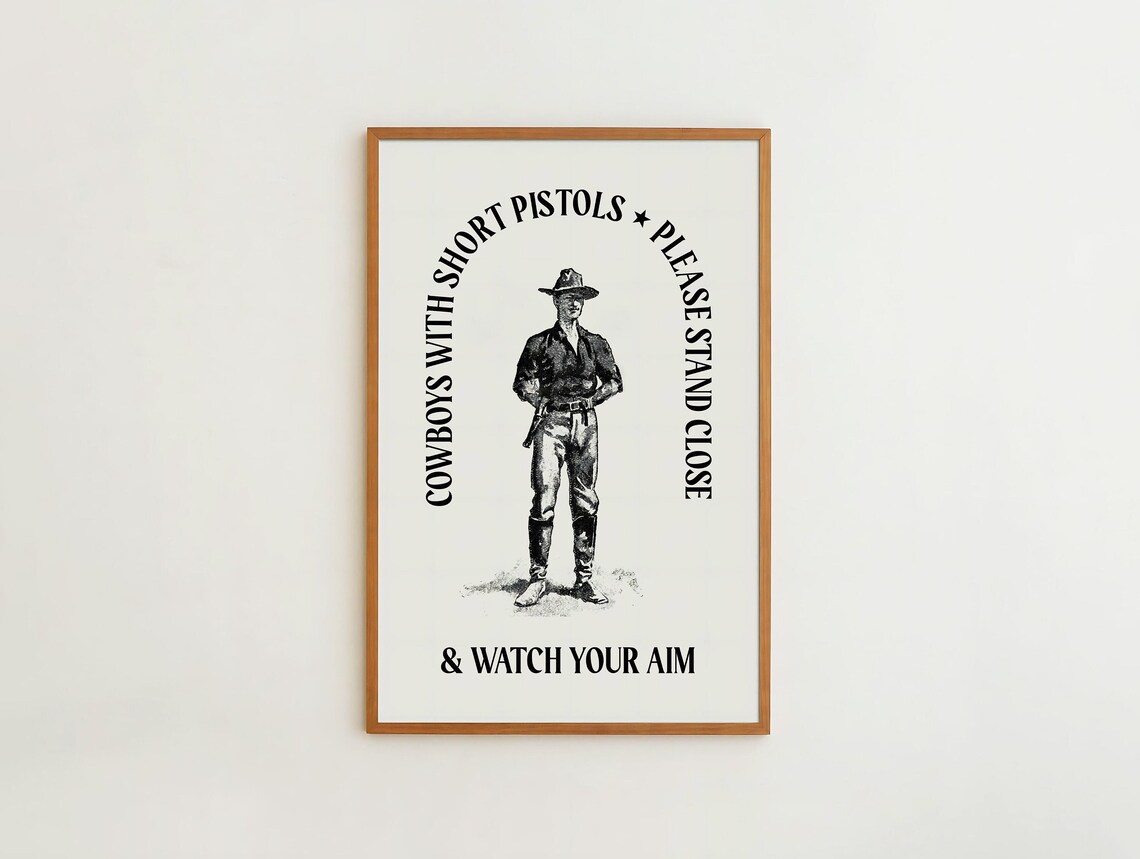 Bathroom Cowboy Retro Toilet Humor Art Print