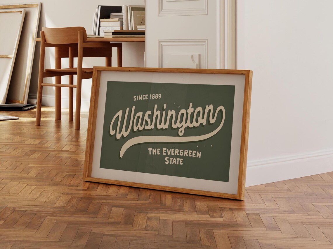 Retro Washington Travel Poster, Evergreen State Art Print - Image 4