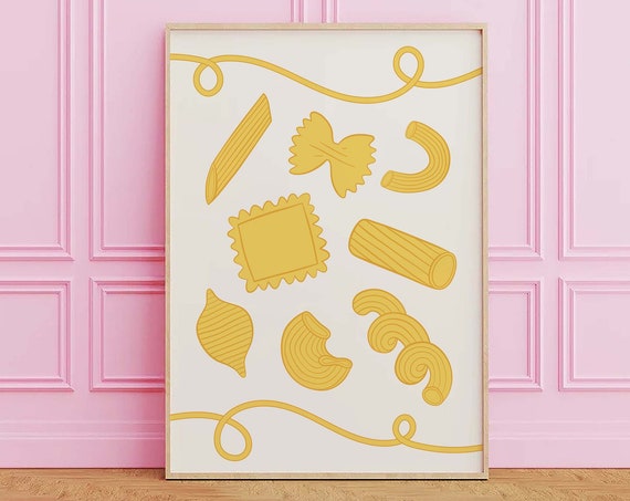 Pasta Print Art Cute Kitchen Decor Pasta Art Print Trendy Wall Art Italian Food Wall Art Pasta Lover Gift