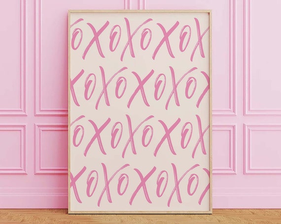 Xoxo Script Print Art Valentines Day Decor Pink Wall Art Trendy Valentines Cute Valentines Print