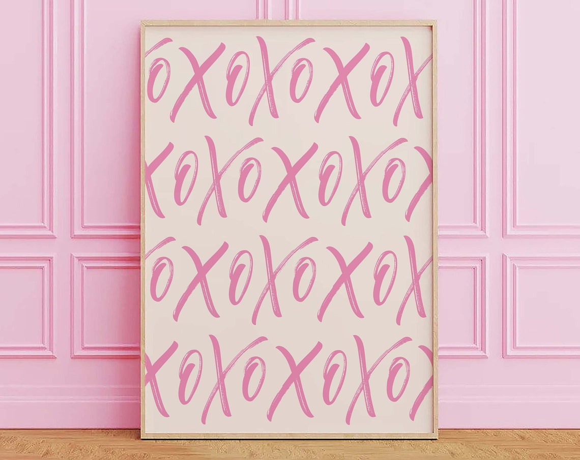 Xoxo Script Print Art Valentines Day Decor Pink Wall Art Trendy Valentines Cute Valentines Print