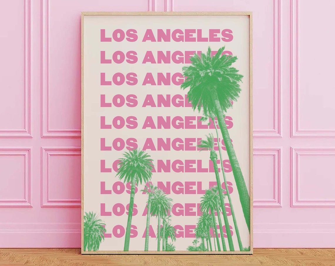 Los Angeles Green Palm Trees Pop Art Travel Poster for Wall Decor - Image 4