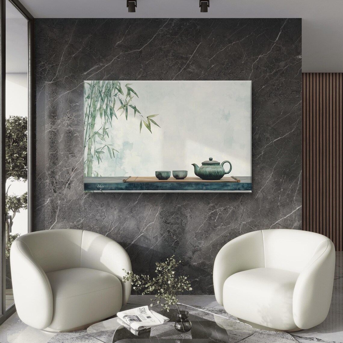 Zen Tea Set Minimalist Bamboo Art Print, Japanese-Inspired - Image 5