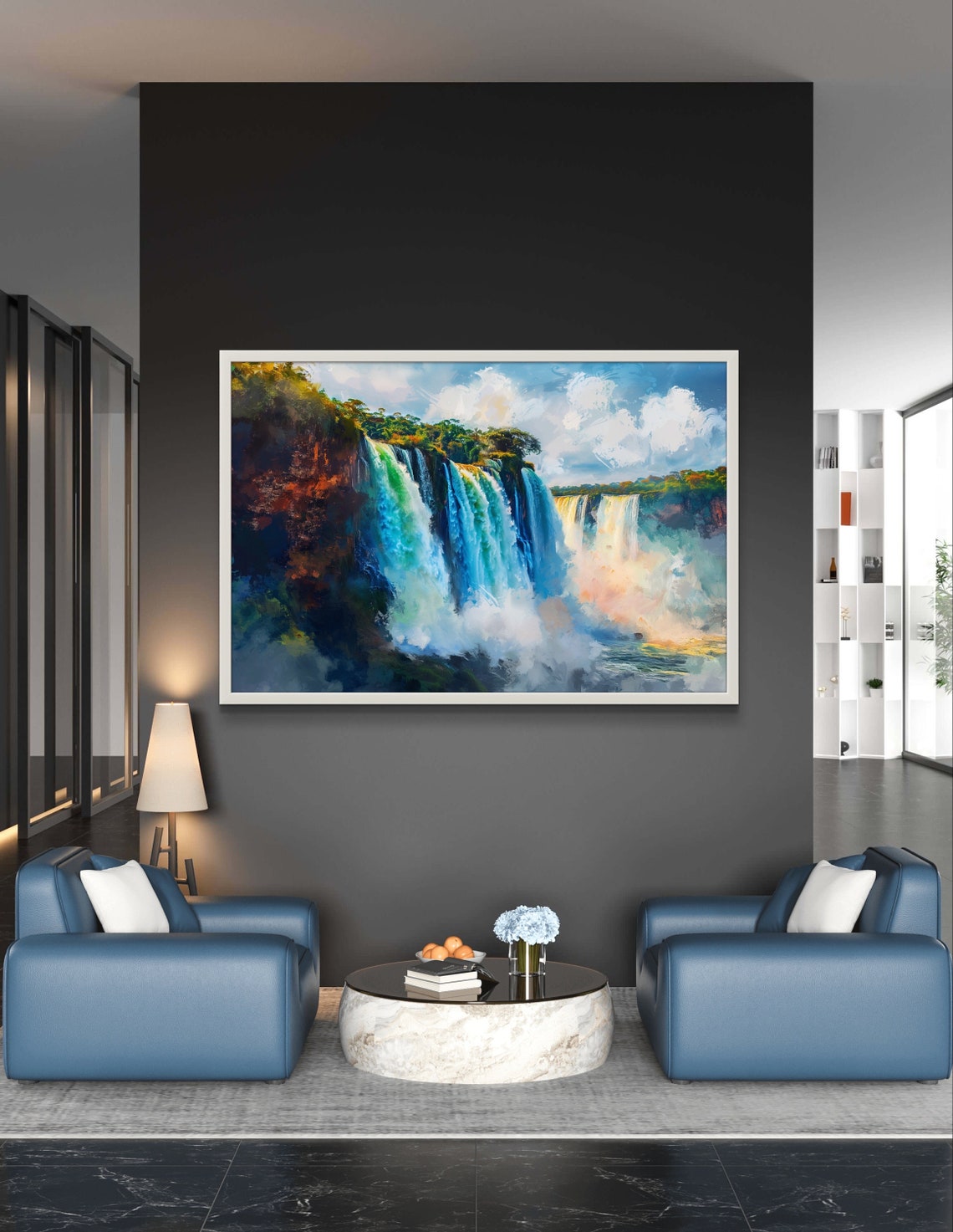Iguacu Falls Thundering Waterfall in Tropical Mist Painting Poster - Image 2