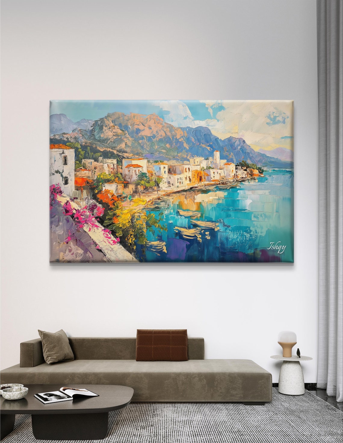 Kyrenia Cyprus Harbor with Turquoise Water and Mountains Poster - Image 4