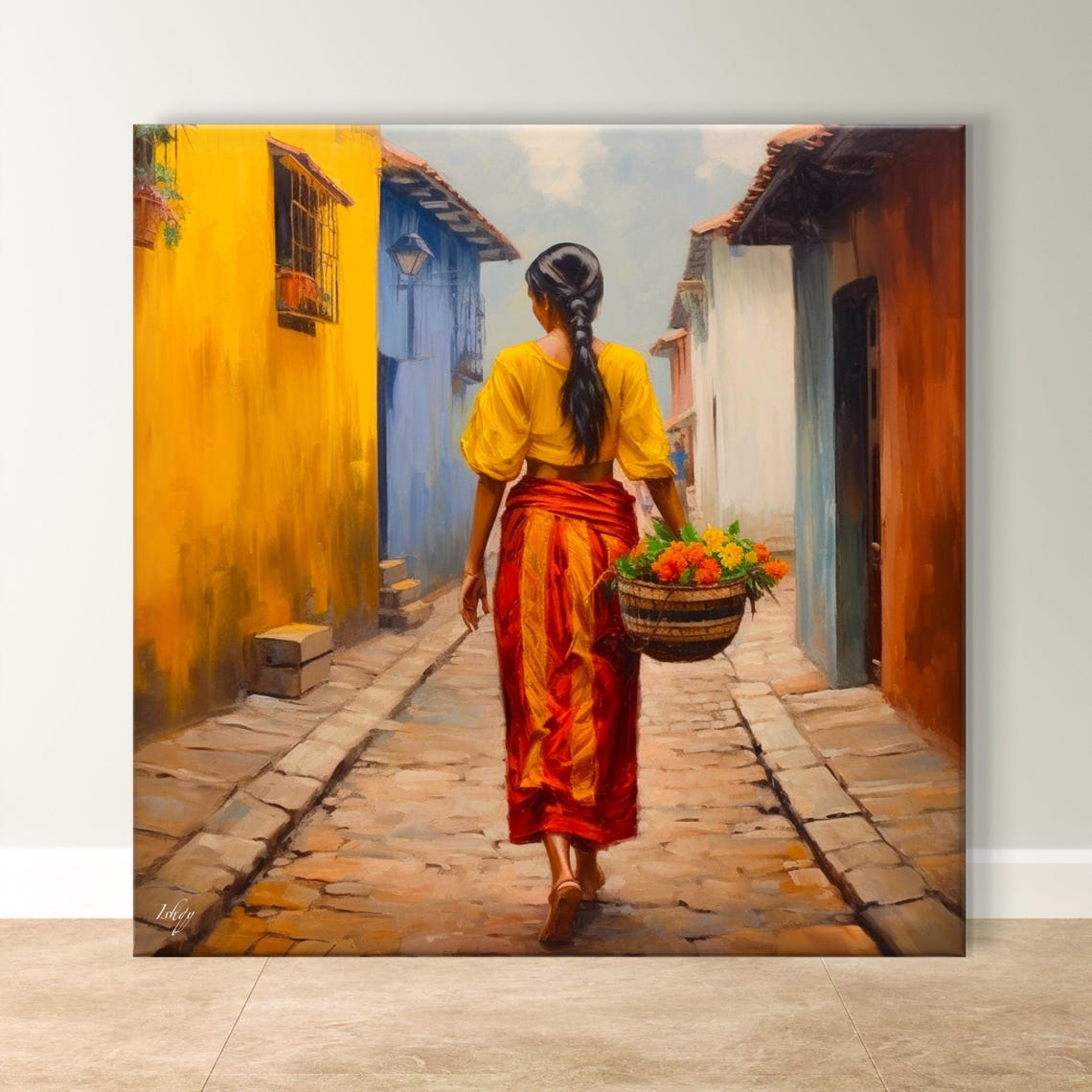 Colombian Woman Art Framed Jardin Colombia Print Vibrant Wall Decor Cultural Colombian Art Living Room Art Colorful Travel Print
