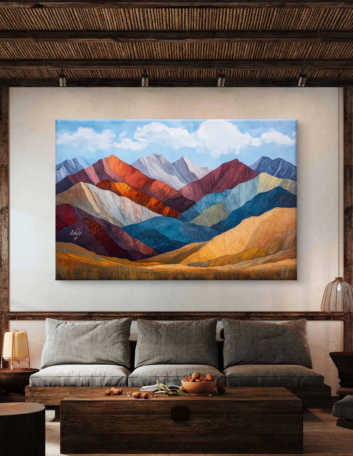 Vibrant Layered Mountain Ranges Colorful Blue Sky Landscape Poster - Image 4