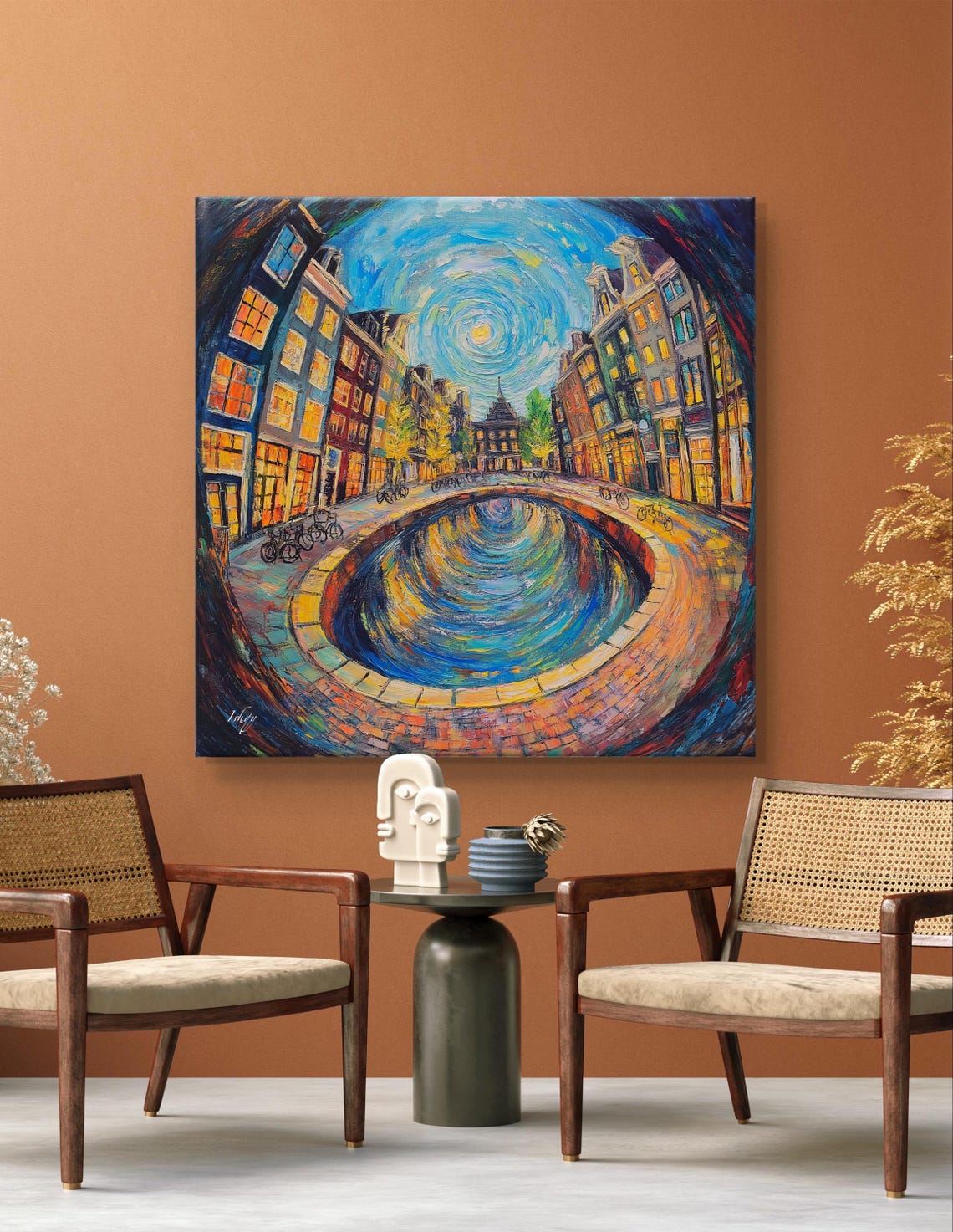 Amsterdam Canal Starry Night Swirling Dutch Cityscape Poster - Image 6