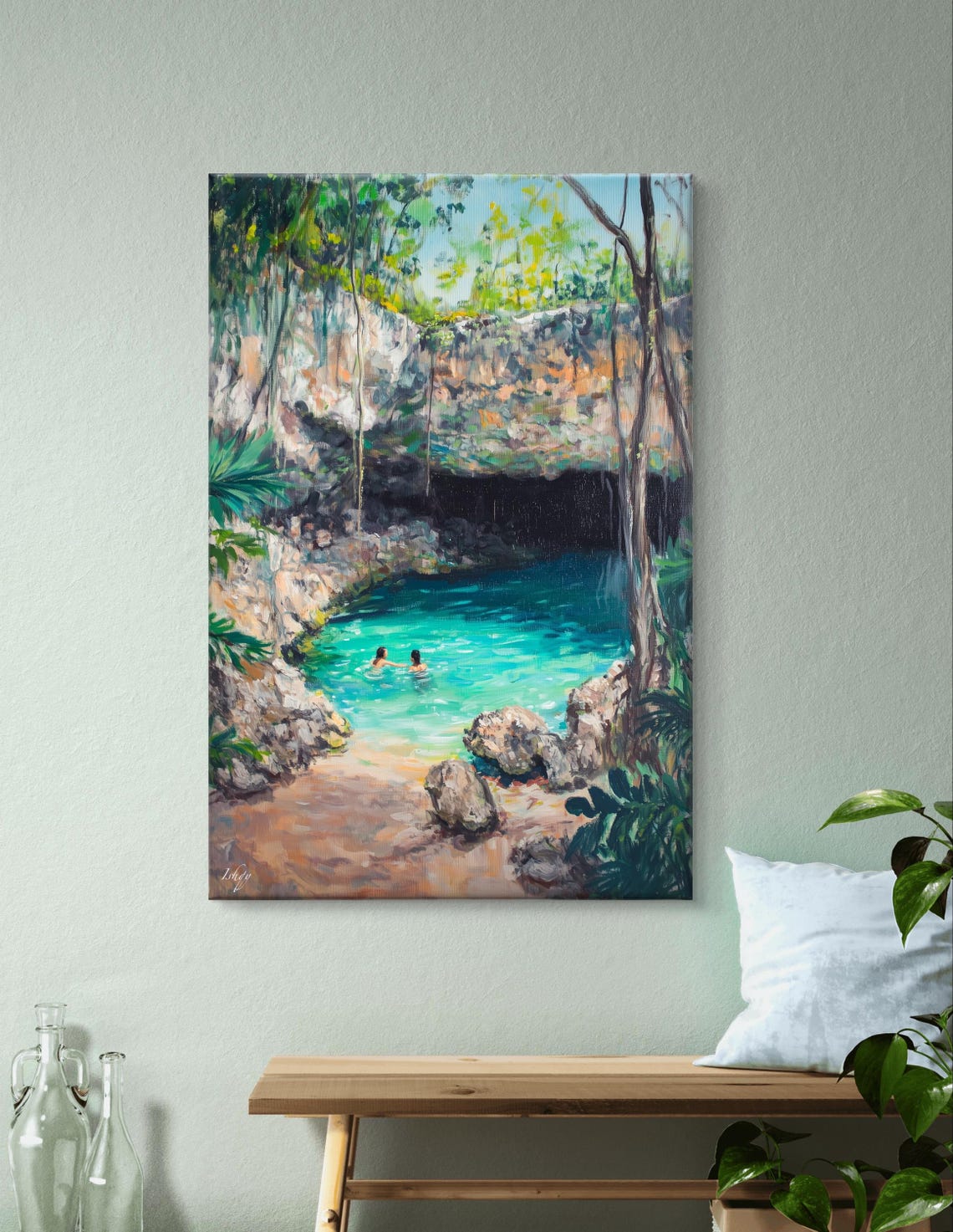 Yucatan Cenote Swimmers Turquoise Jungle Pool Hidden Nature Poster - Image 7