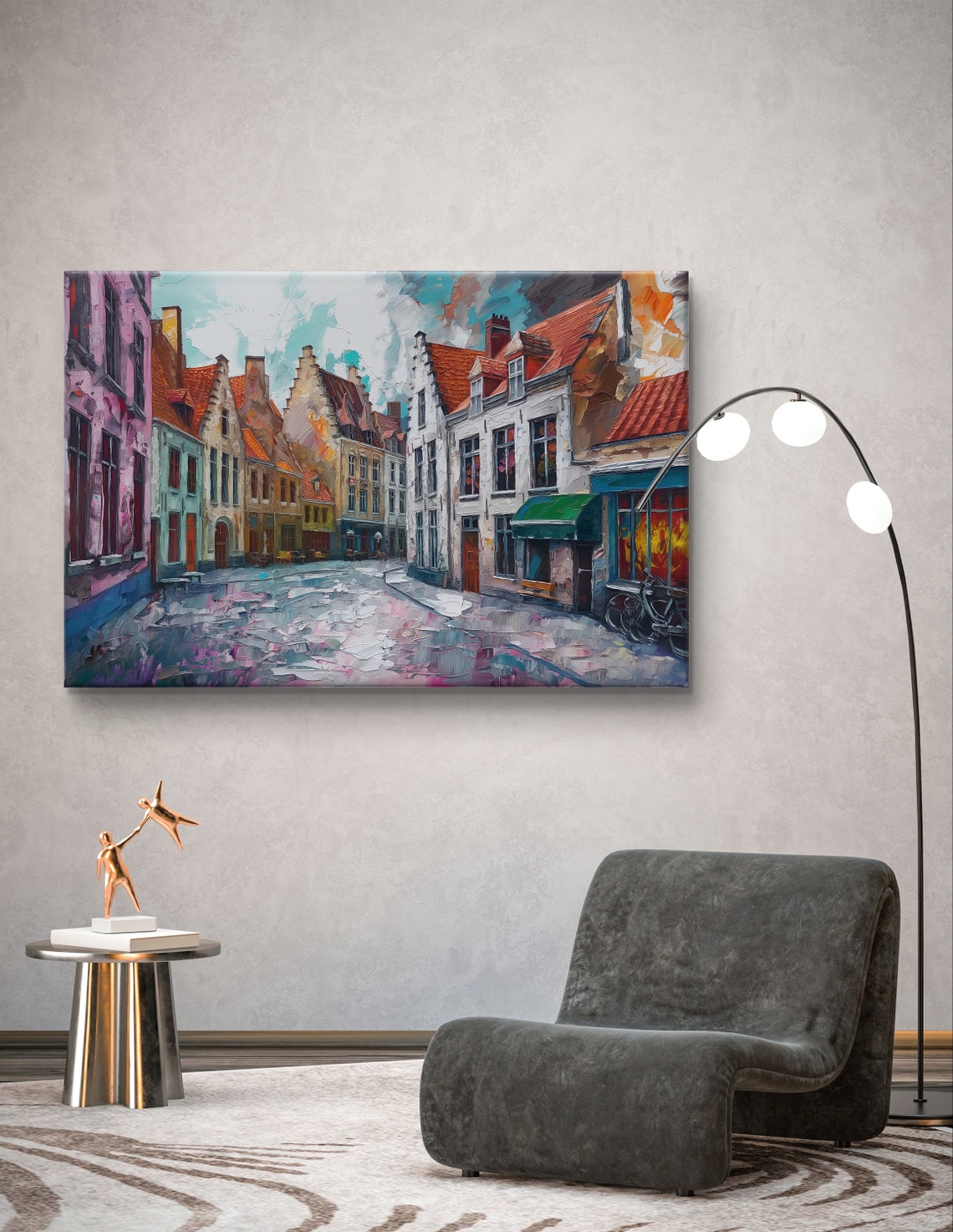 Bruges Belgium Cobblestone Old Town Street in Muted Tones Poster - Image 5