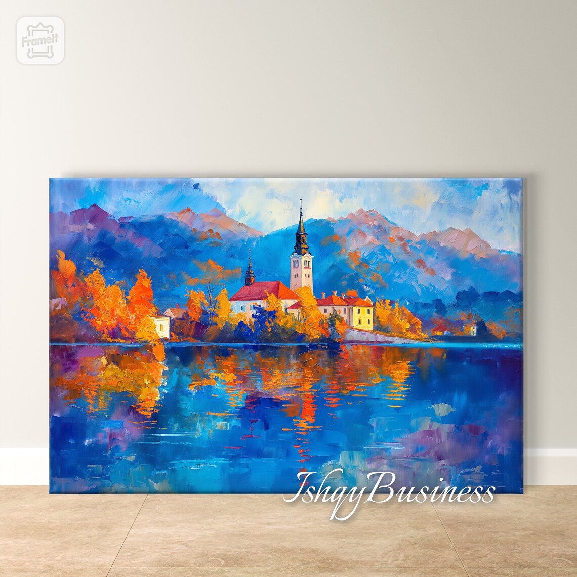 Lake Bled Slovenia Island Church with Autumn Reflections Travel Poster