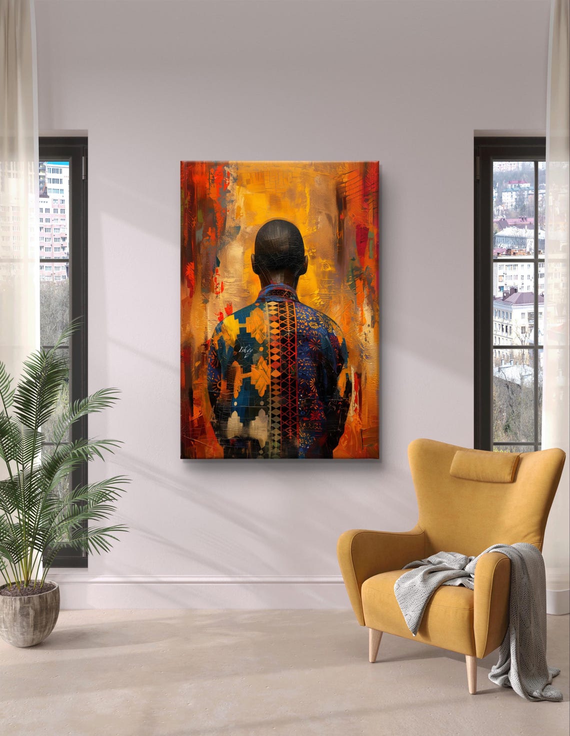 West African Man Dashiki Back Portrait Golden Warm Heritage Poster - Image 5