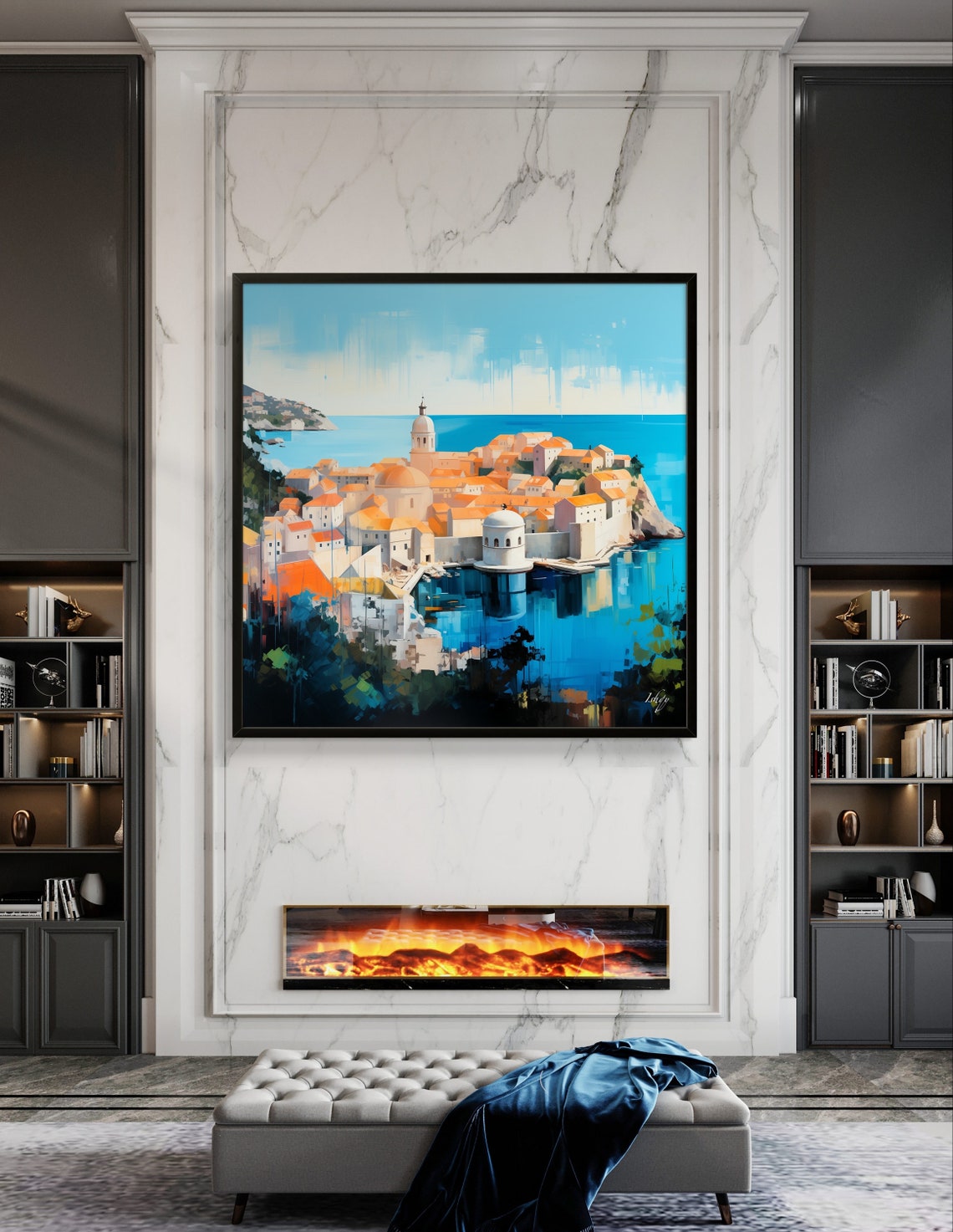 Dubrovnik Croatia Old Town Harbor and Orange Rooftops Coastal Poster - Image 3