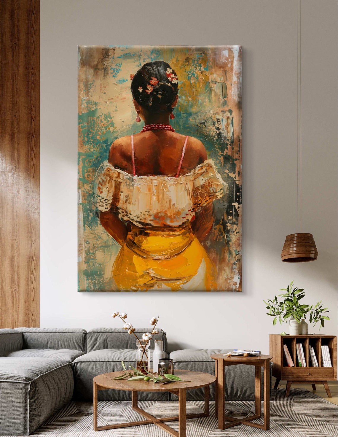 Brazilian Woman in White Lace Off-Shoulder Blouse Oil Art Poster - Image 5