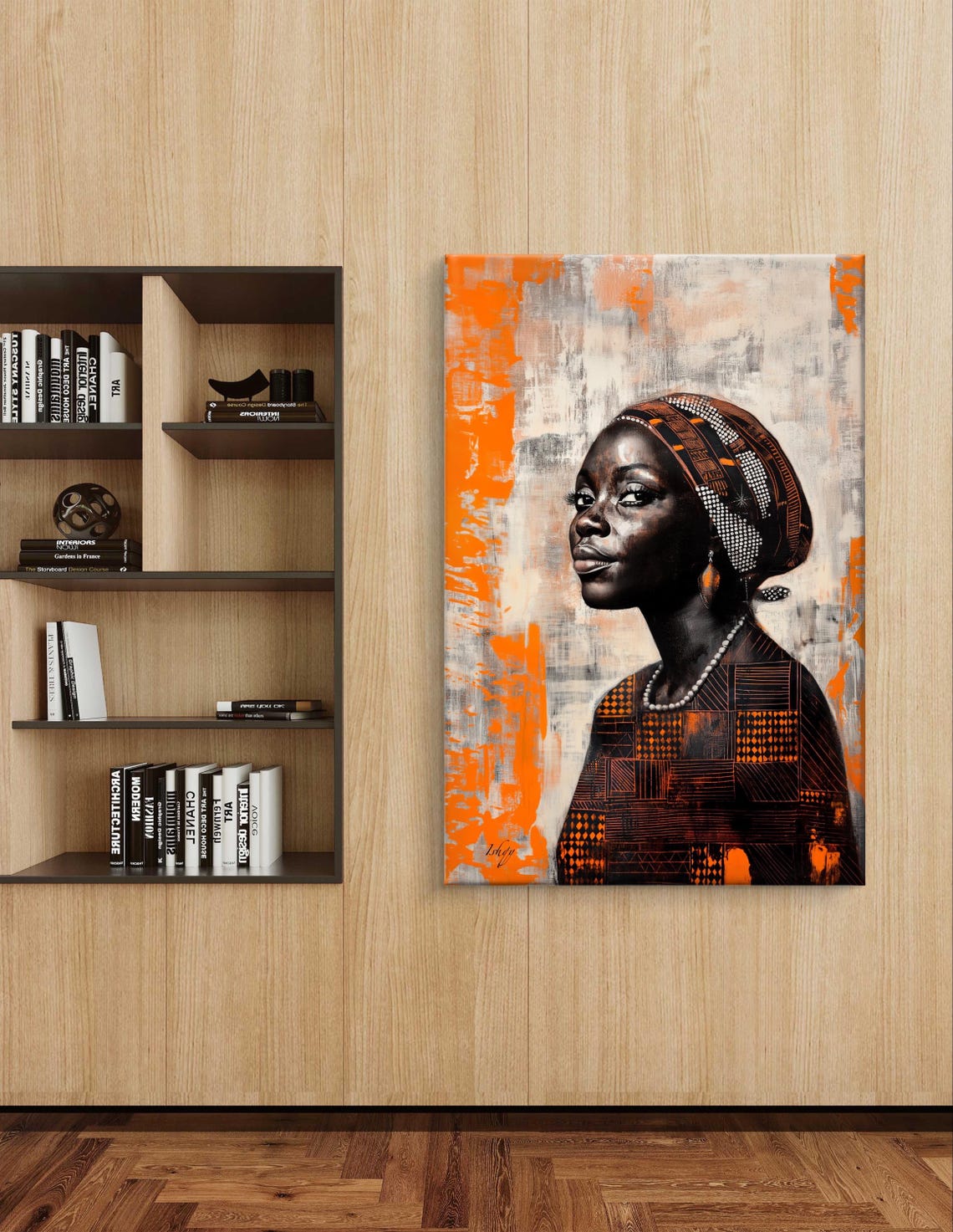Bambara Woman Headwrap Portrait Burnt Orange African Art Poster - Image 5
