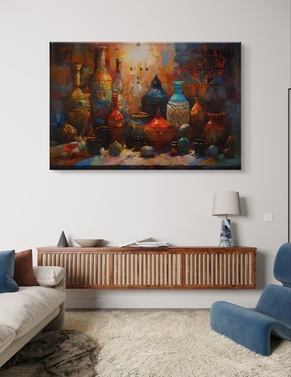 Moroccan Pottery and Vases Warm Still Life Art Home Decor Poster - Image 6