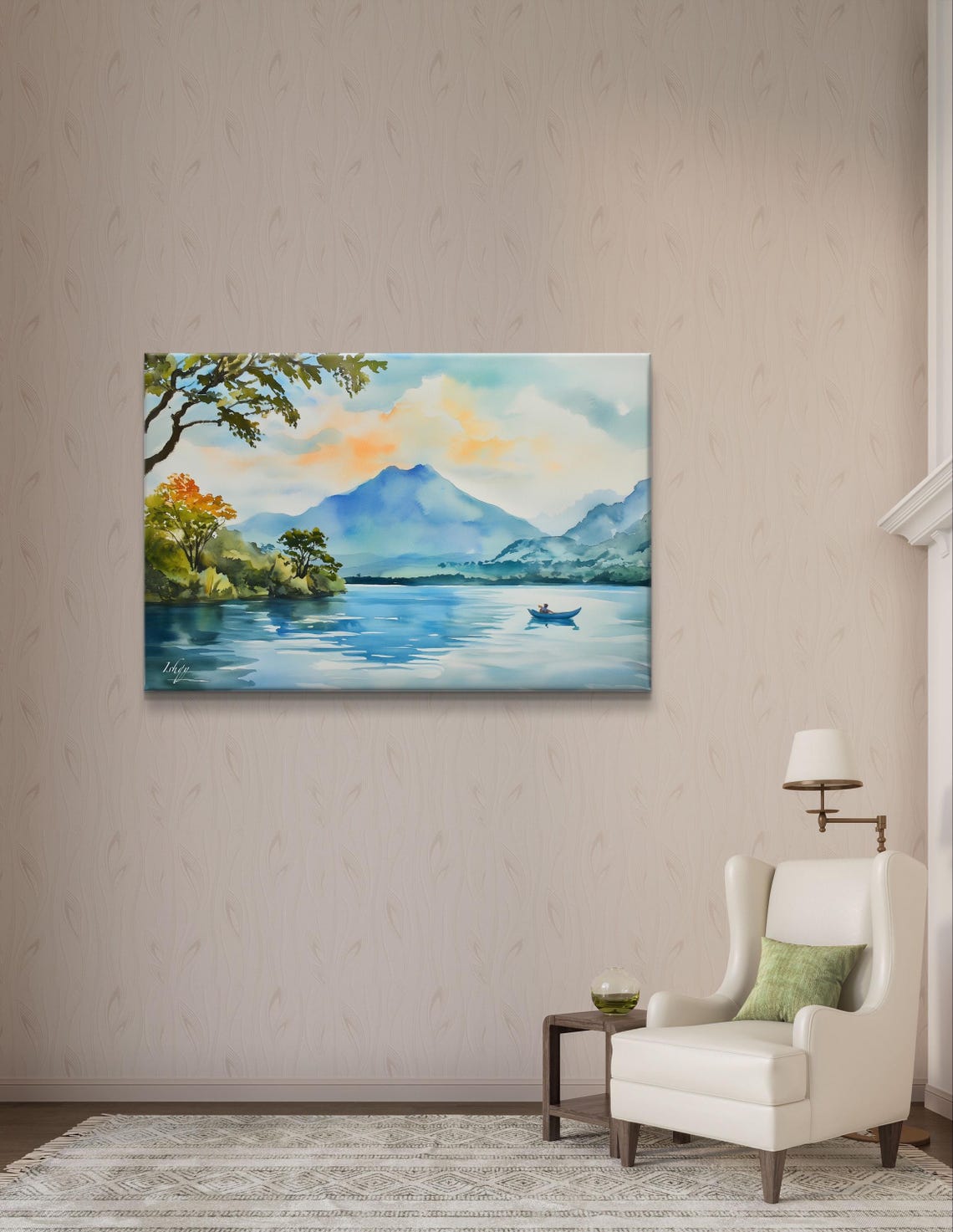 Coatepeque Lake El Salvador Volcano Calm Watercolor Travel Poster - Image 5