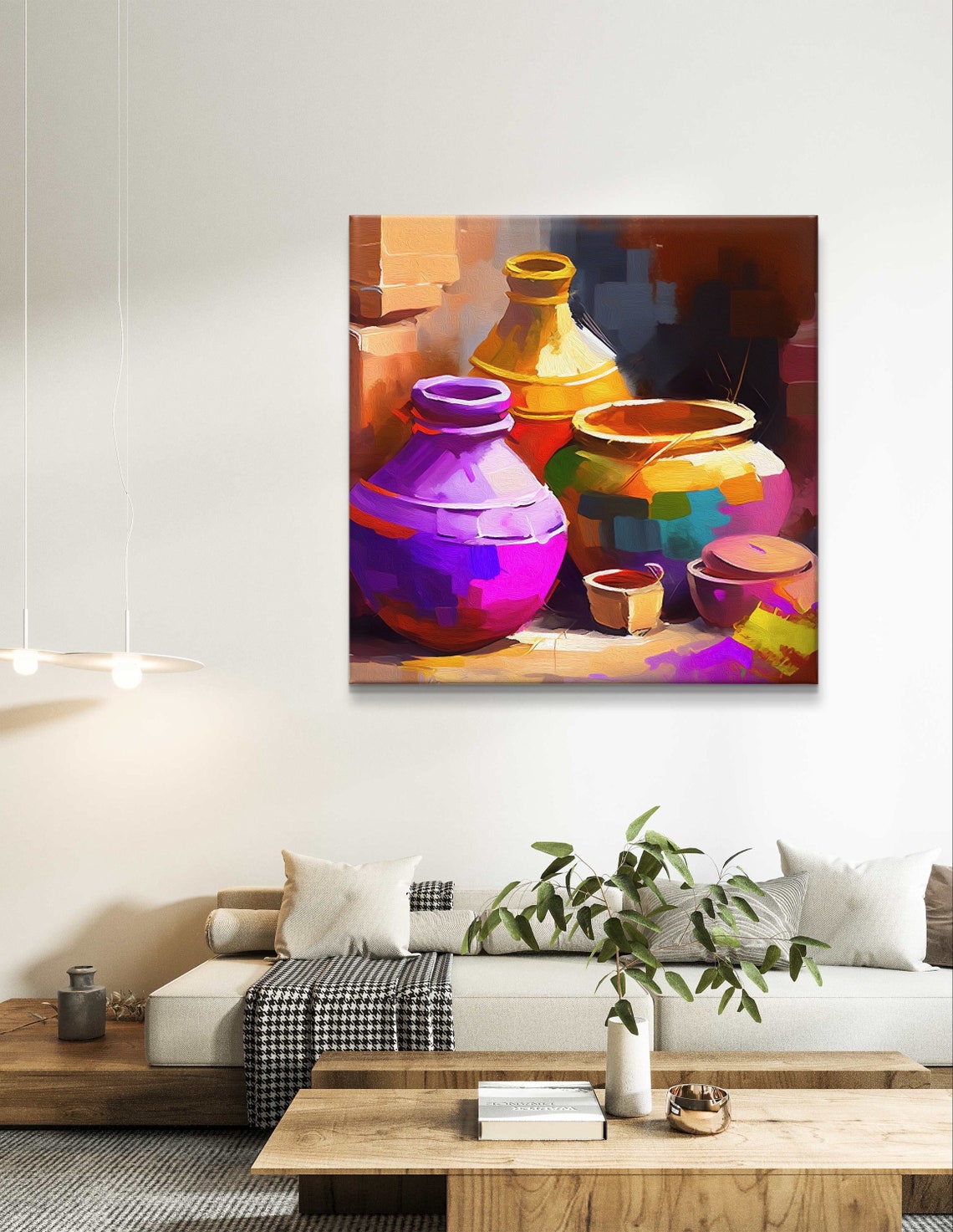 Colorful Clay Pottery Still Life Painting in Warm Hues Poster - Image 6