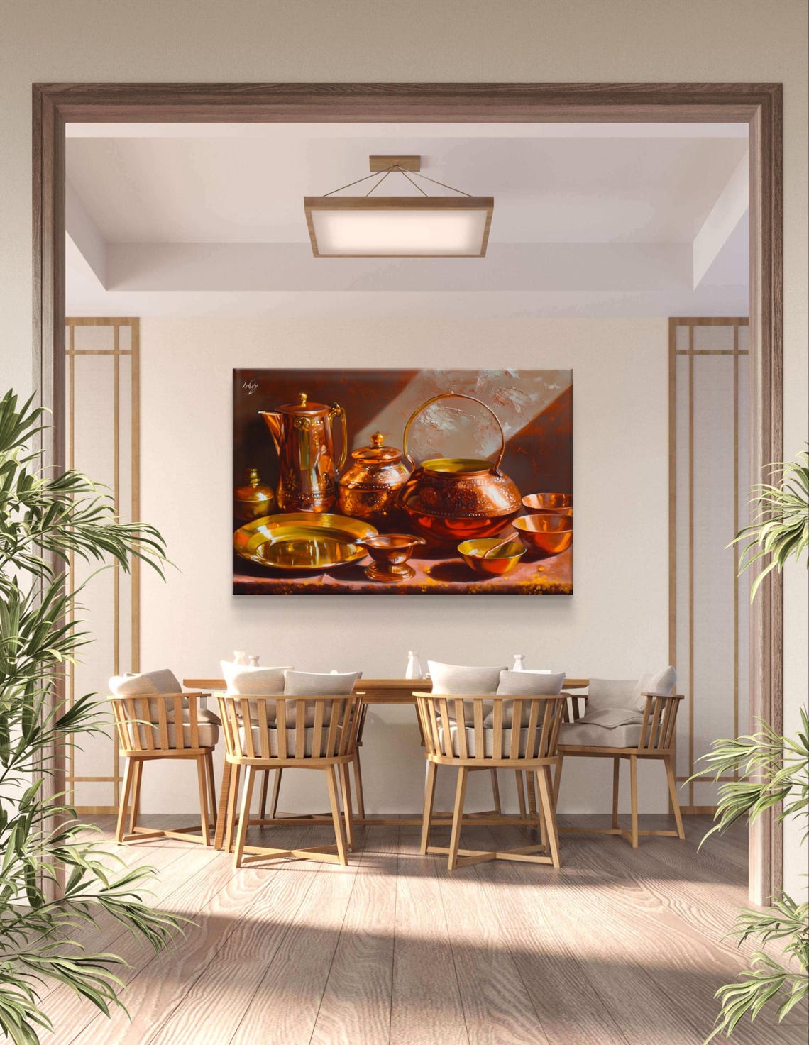 Copper Pots Classic Still Life Kitchen Oil Painting Warm Poster - Image 4