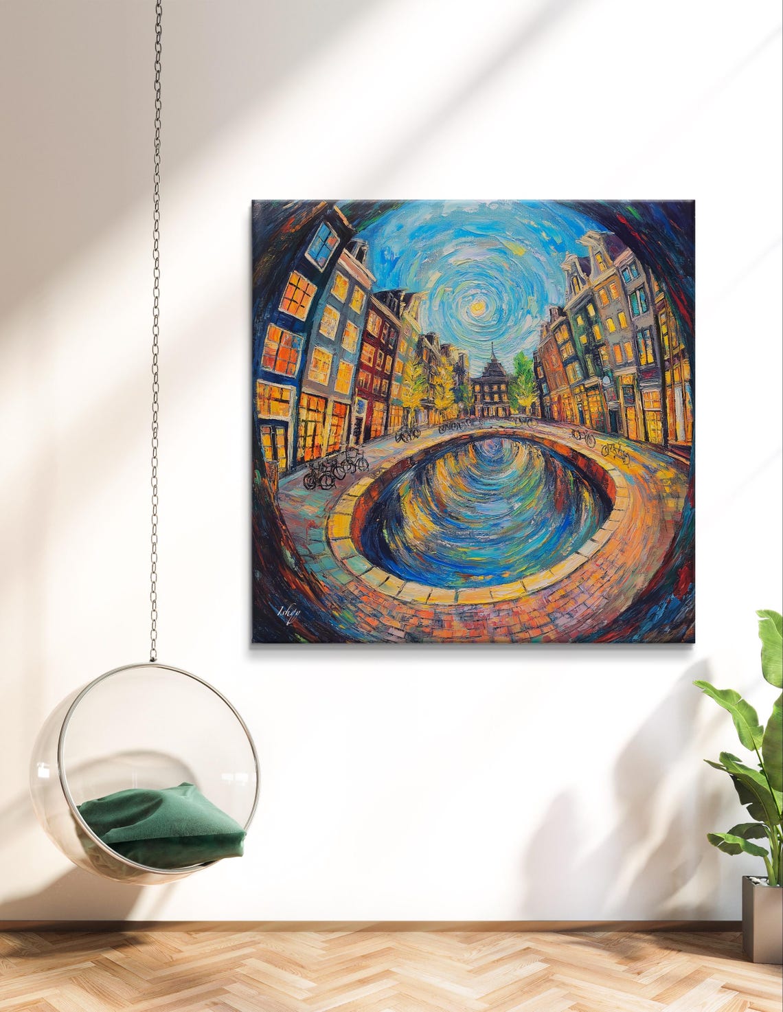 Amsterdam Canal Starry Night Swirling Dutch Cityscape Poster - Image 7