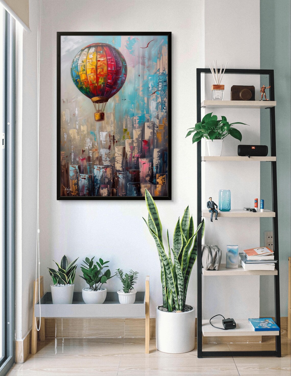 Hot Air Balloon Art Framed Venice Wall Decor Colorful Balloon Print Vibrant Cityscape Art Travel Wall Art Italian Living Room Decor - Image 2