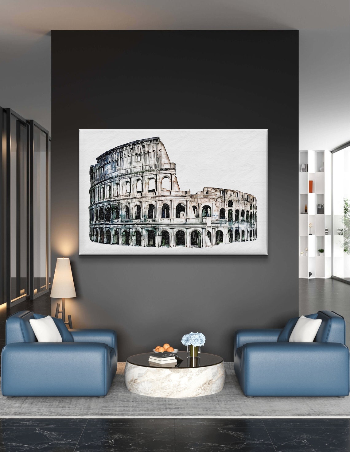 Rome Colosseum Architectural Sketch Style Historic Landmark Poster - Image 4