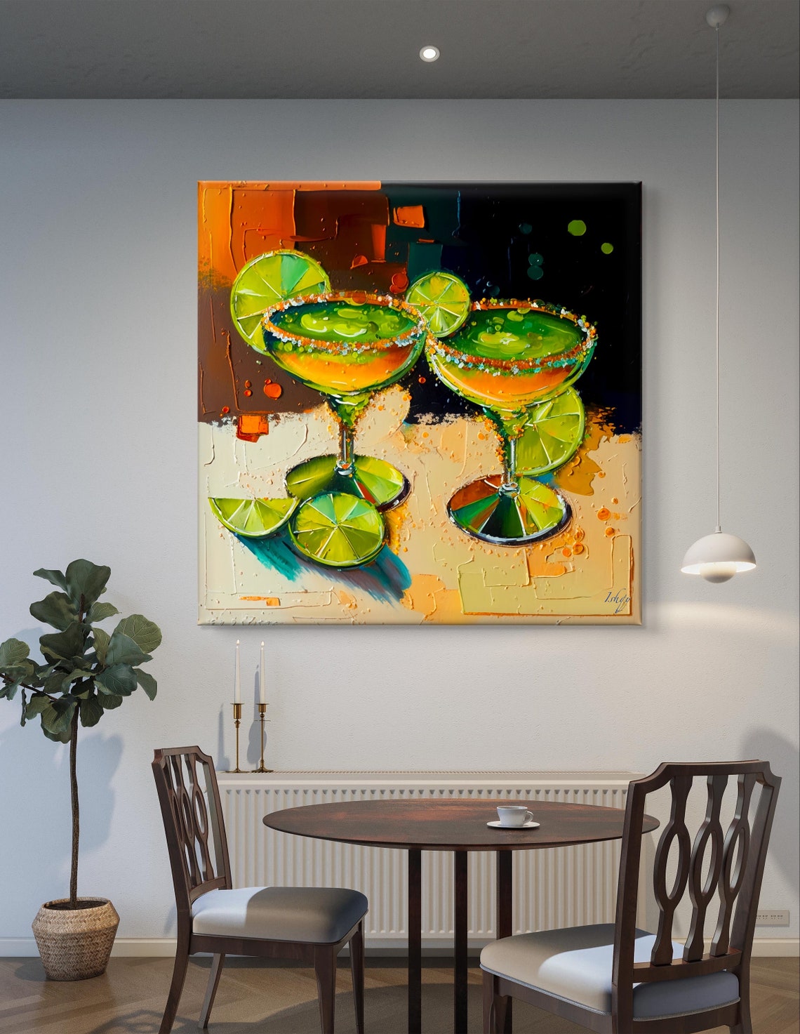 Two Frosty Margaritas With Lime Wedges Cocktail Art Bar Poster - Image 6
