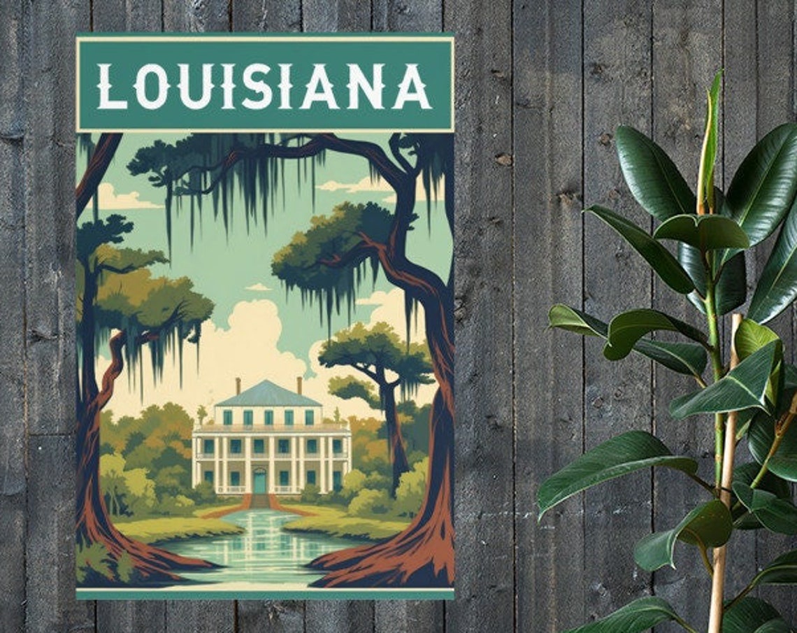 Louisiana Vintage Travel Poster Print Wall Art Gift Idea Home Decor - Image 2