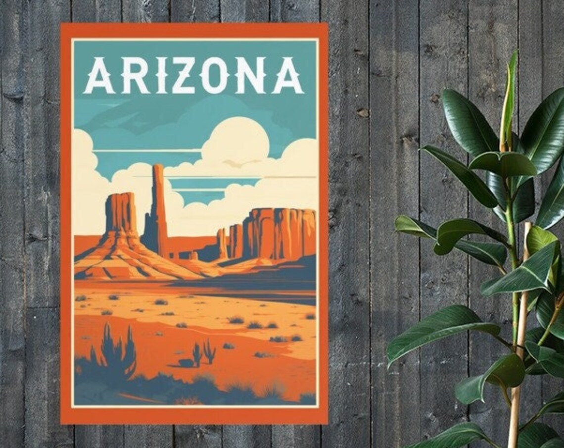 Arizona Desert Buttes Monument Valley Sunset Retro Travel Poster - Image 2