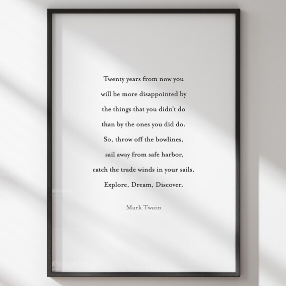Explore Dream Discover Mark Twain Adventure Quote Wall Poster
