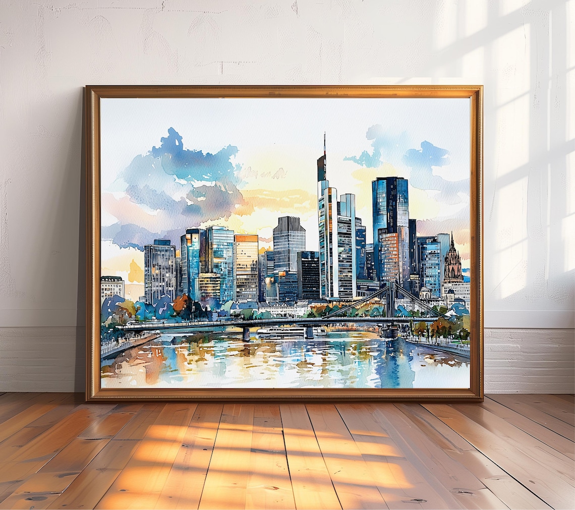 Frankfurt Am Main Skyline Watercolor Art Print