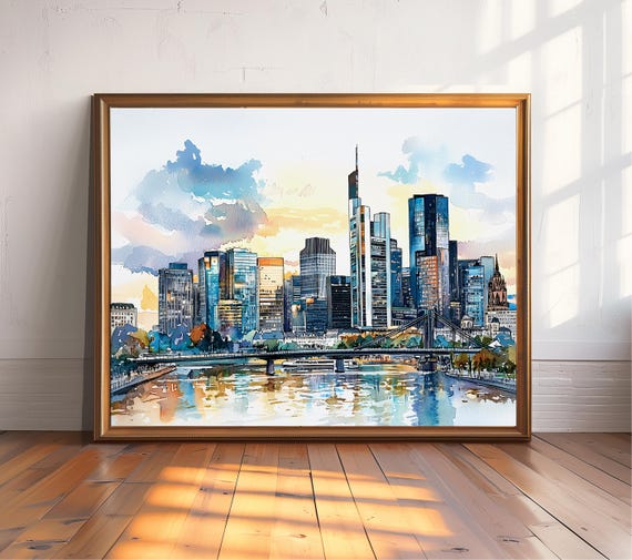 Frankfurt Am Main Skyline Watercolor Art Print