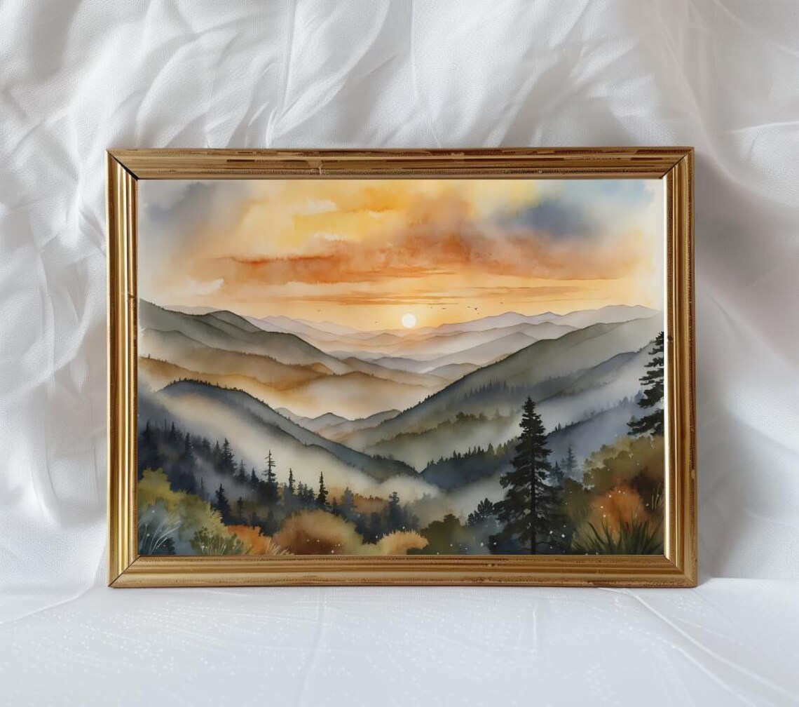 Great Smoky Mountains Watercolor Travel Poster