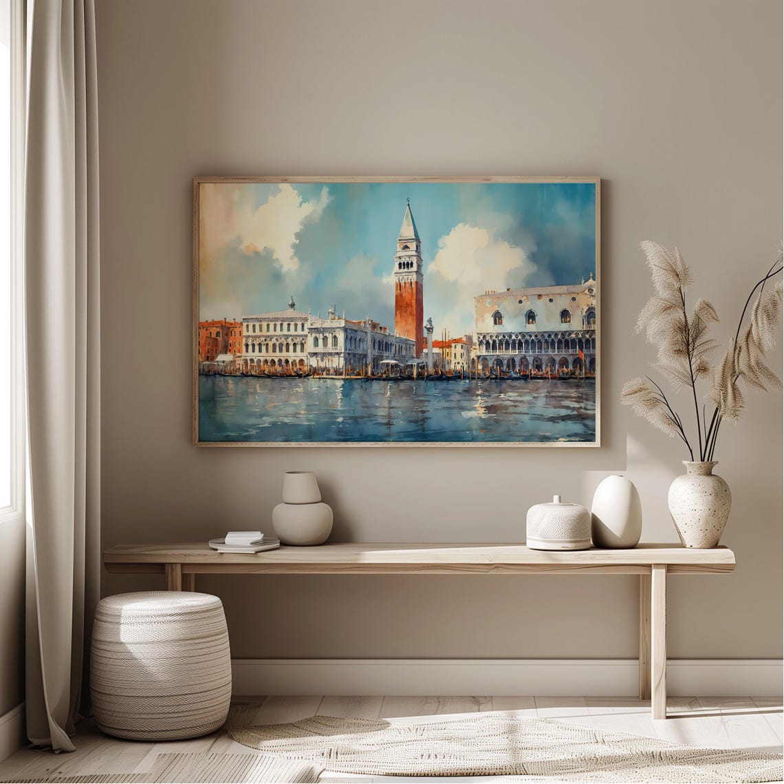 Venice San Marco Square Watercolor Doges Palace Campanile Wall Art