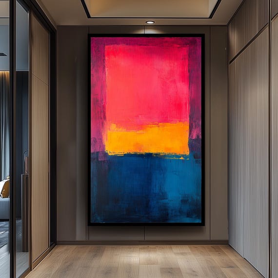 Mark Rothko Inspired Canvas Art Red Orange Modern Abstract Color Field Wall Print For Living Room Or Bedroom Mid Century Minimalist Decor