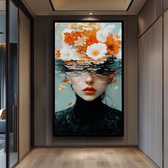 Surreal Woman Portrait Art Print, Abstract Feminine