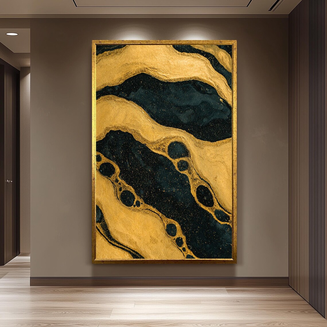 Luxury Black And Gold Abstract Marble Art Print