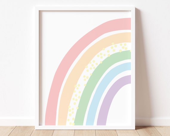 Pastel Rainbow Wall Art Boho Rainbow Nursery Decor Split Half Rainbow Baby Room Decor Kids Playroom Poster Print