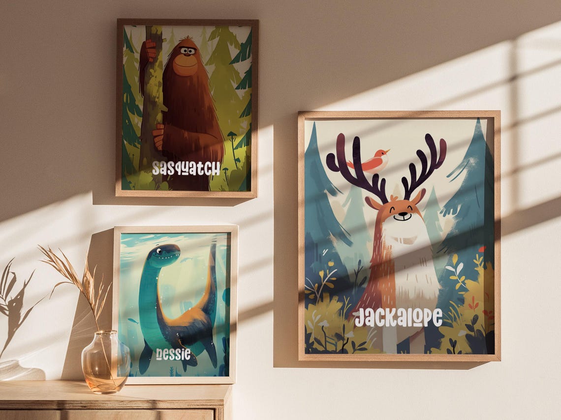 Jackalope Cute Cryptid Forest Animal Kids Room Nursery Poster - Image 4