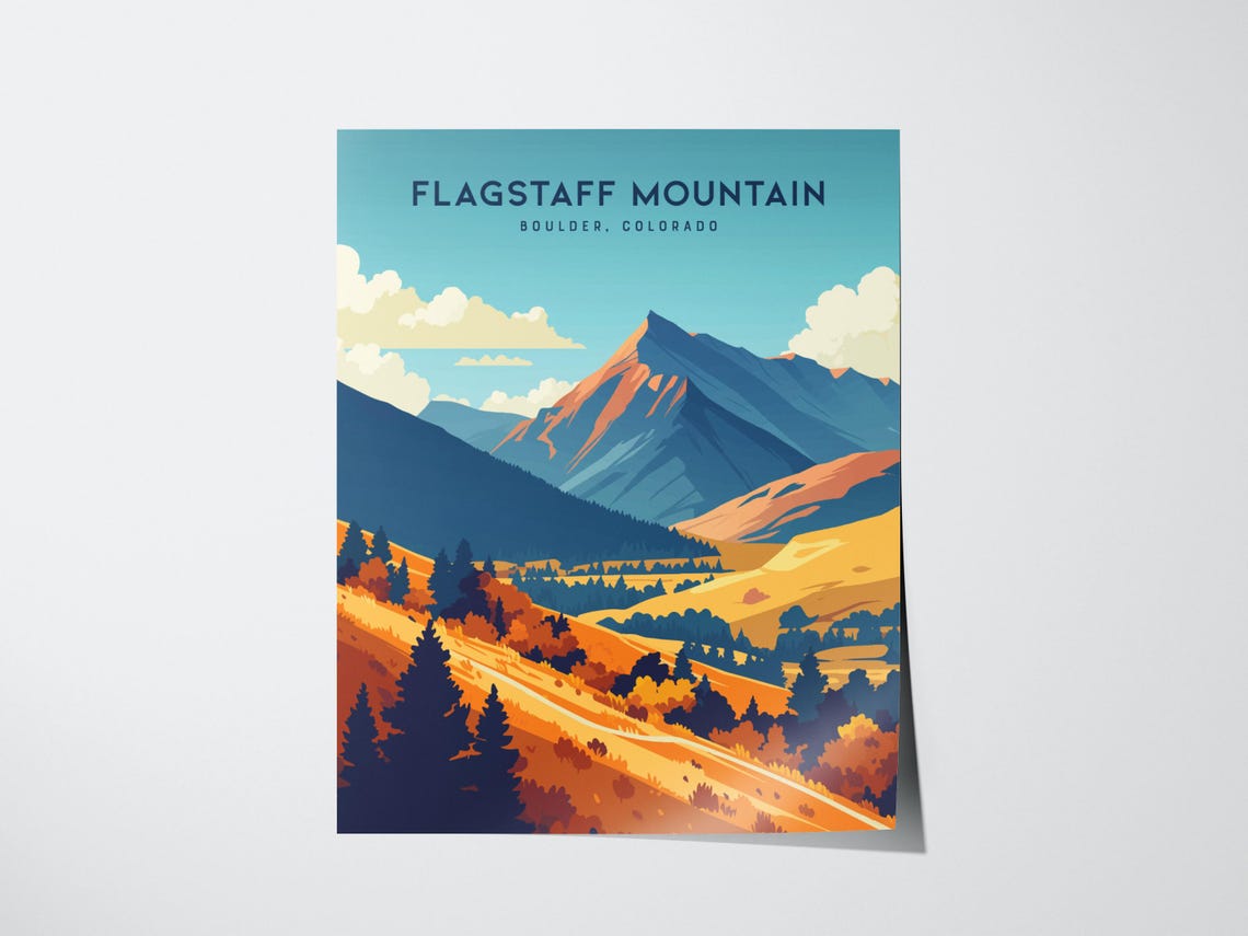 Flagstaff Mountain Print Boulder Colorado Hiking Art