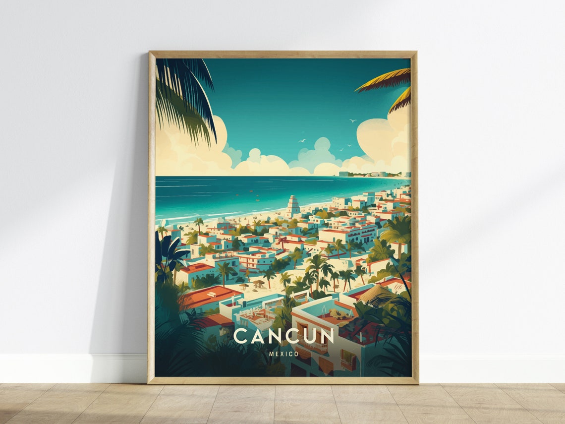 Cancun Travel Poster Coastal Mexico Wall Art