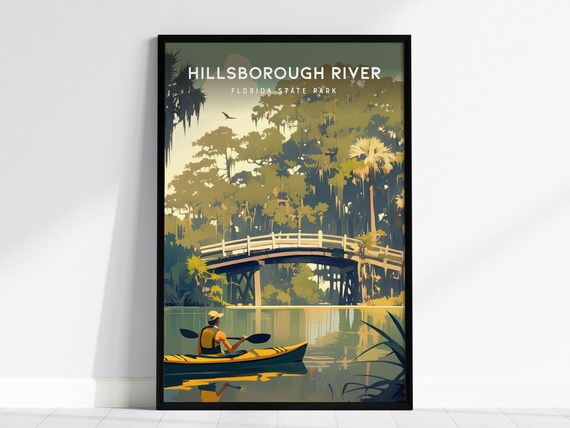Hillsborough River Florida State Park Kayak Bridge Nature Poster