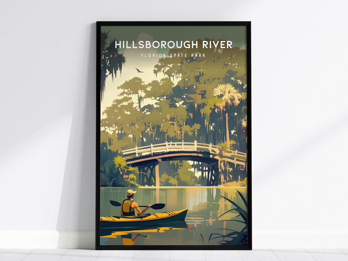 Hillsborough River Florida State Park Kayak Bridge Nature Poster