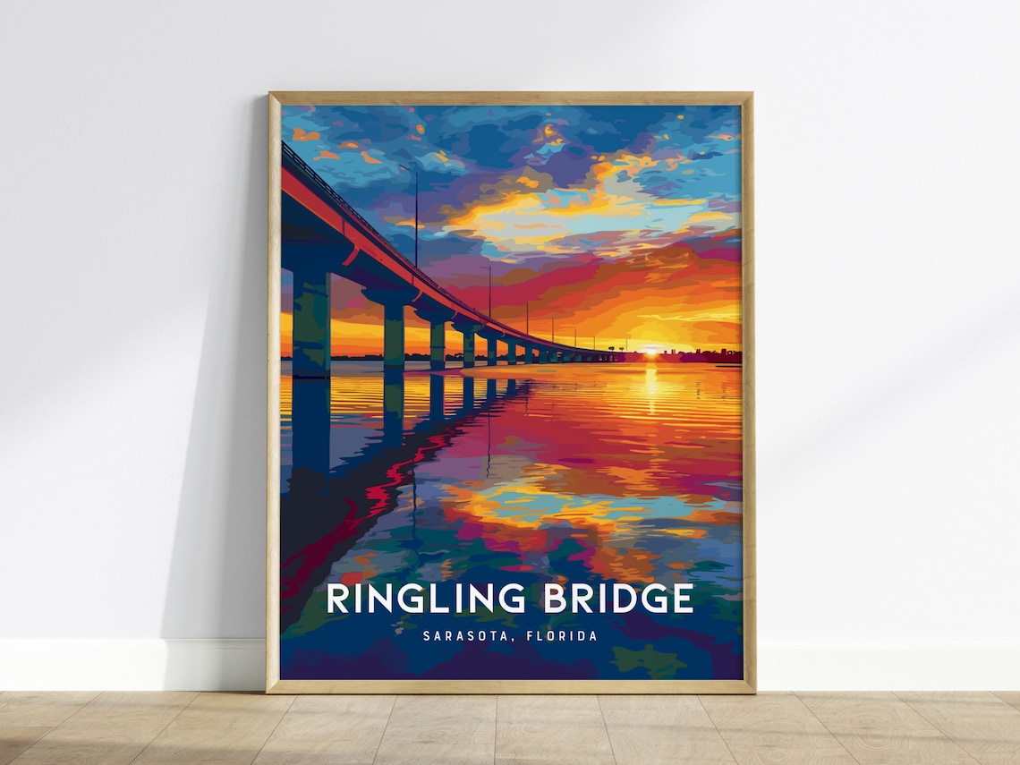 John Ringling Bridge Sarasota Florida Travel Poster