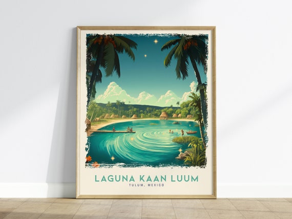 Laguna Kaan Luum Mexico Travel Poster Tulum Lagoon Art