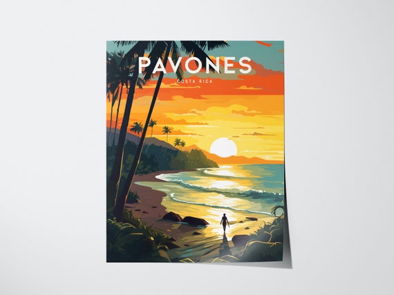 Pavones Costa Rica Surf Poster Beach Sunset Art Print