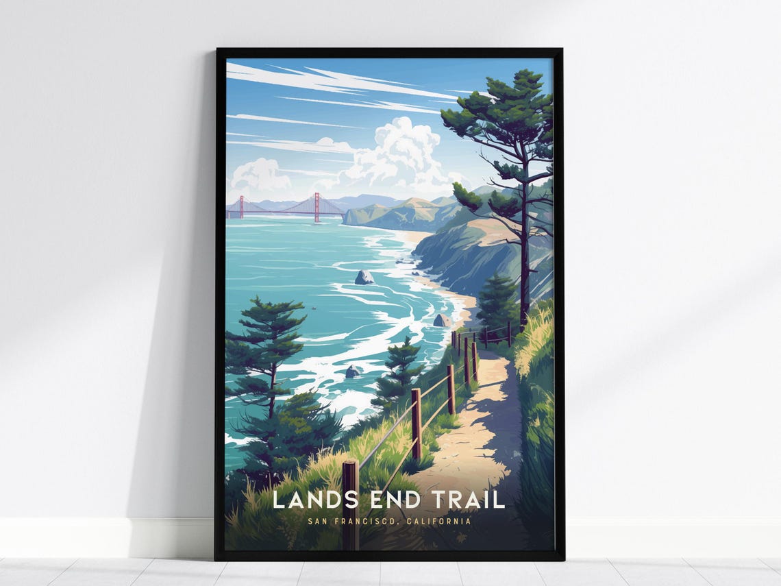 Lands End Trail San Francisco Golden Gate Coastal View Travel Poster