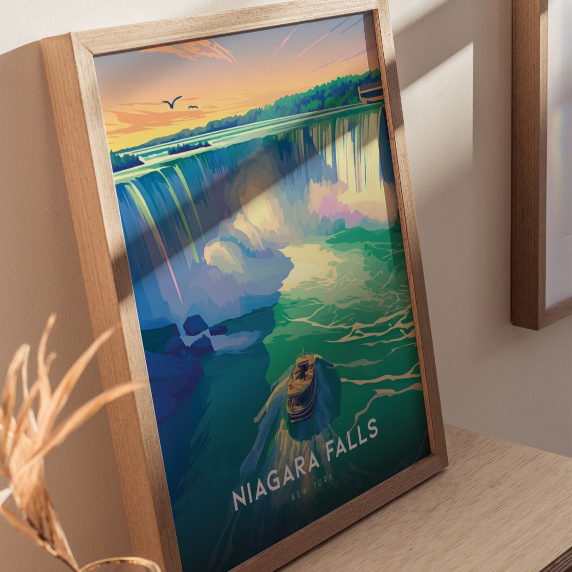 Niagara Falls New York Waterfall Tour Boat Vintage Travel Poster - Image 2
